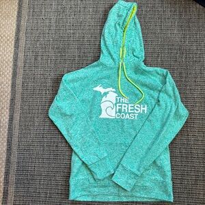 Aqua Long Sleeve Relaxed Sweatshirt with White Fresh Coast Logo